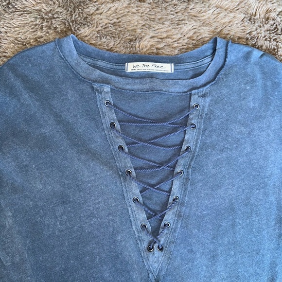 Free People Lace-Up Shirt NWOT XS - Picture 5 of 15